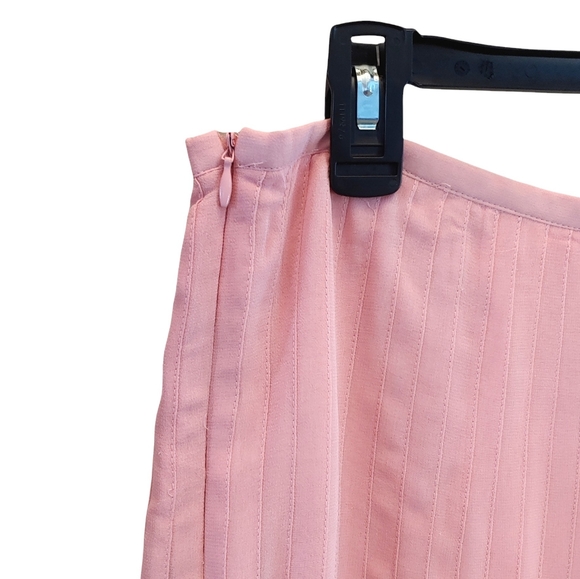 Mac & Jac women's silk pinstripe pleated hem fully lined pink skirt size 16 - Picture 5 of 10